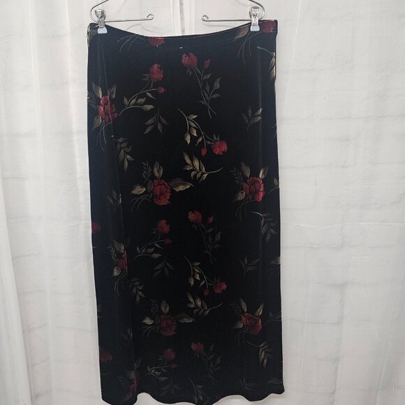 Vintage Jennifer Moore Skirt Velour Maxi Goth Whimsigoth Black Red L - Picture 3 of 7